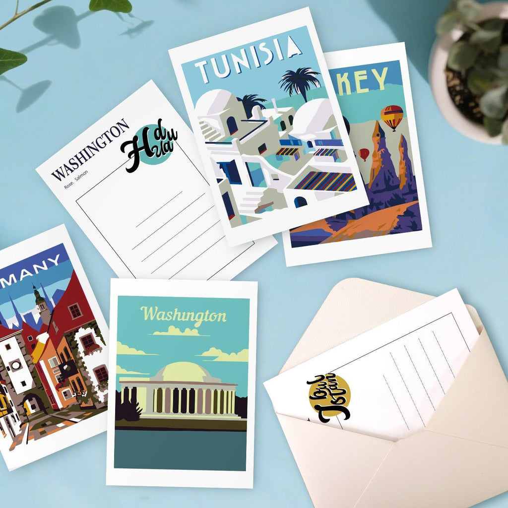 5 Postcards – World trip Set | Paint by Number