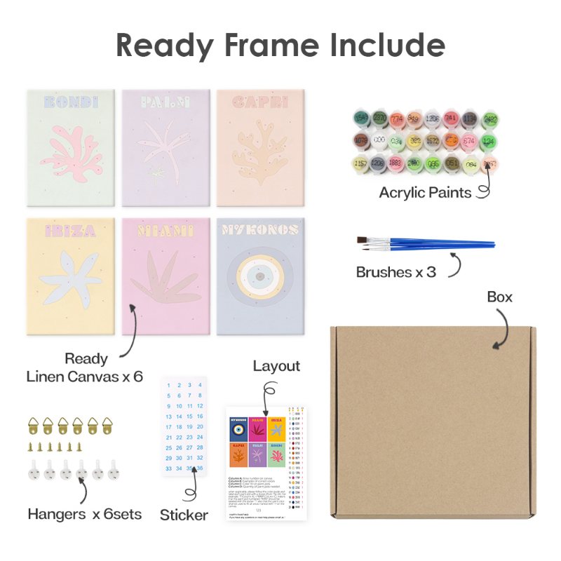 6 Mini Paintings - Coastal vibes set