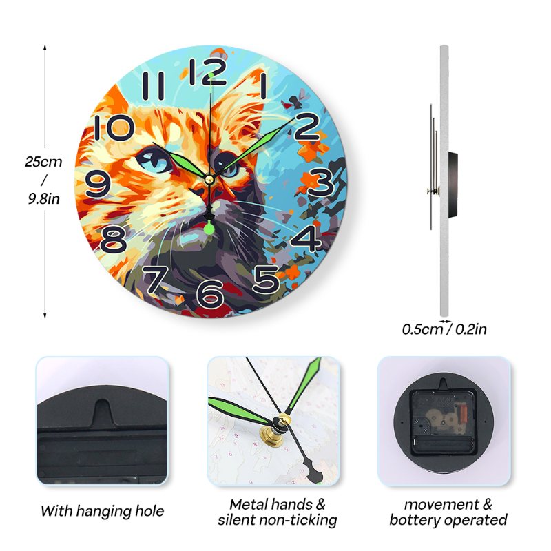 Painting by Numbers Clock – Beautiful Cat