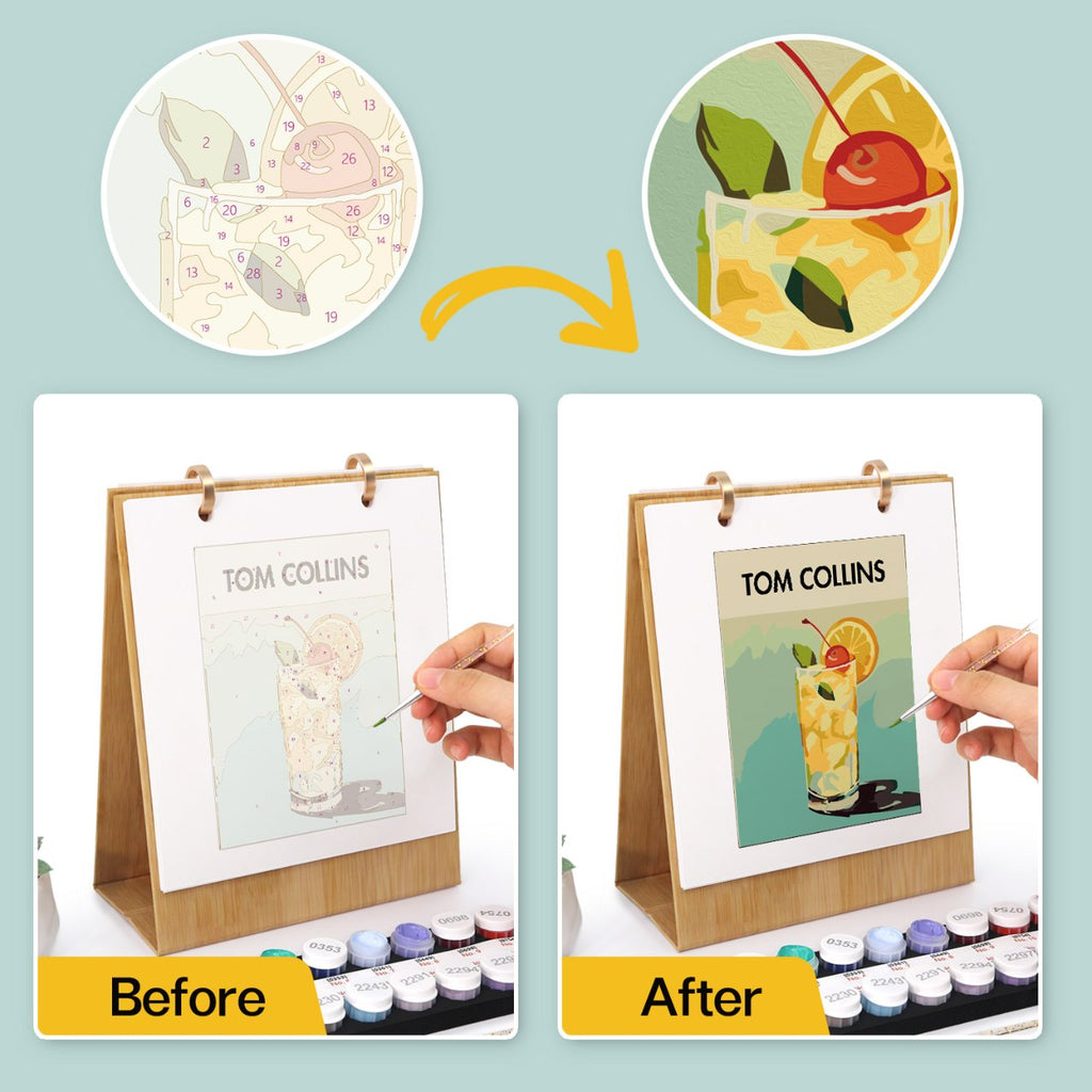 2026 Paint by Numbers desk Calendar | Deluxe Cocktail Edition