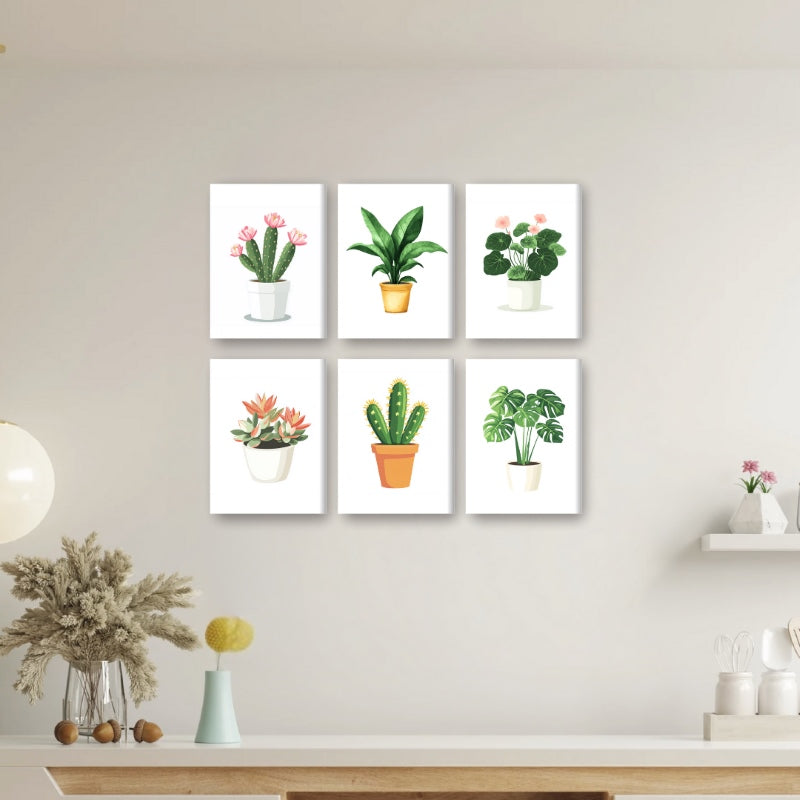 6 Mini Paintings - Gorgeous Plants Set
