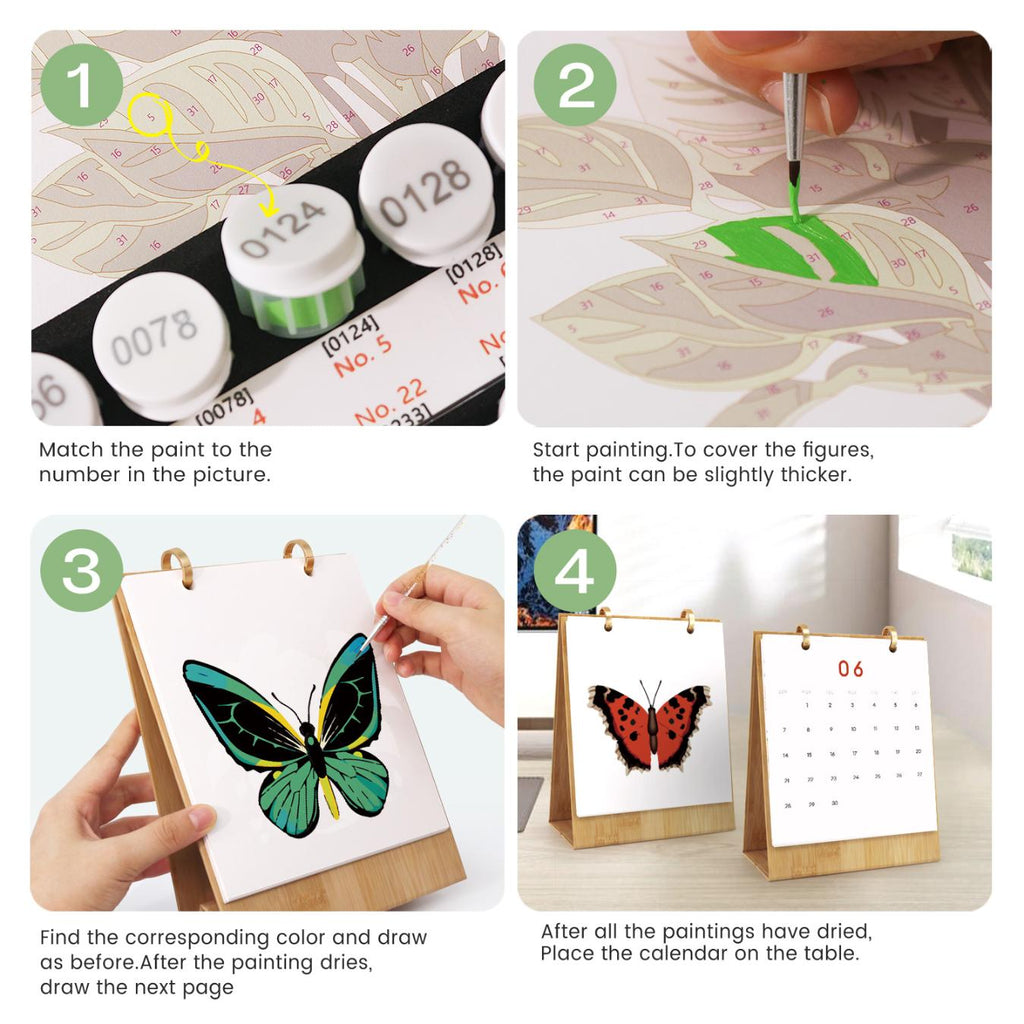 2026 Paint by Numbers desk Calendar | Butterfly Edition