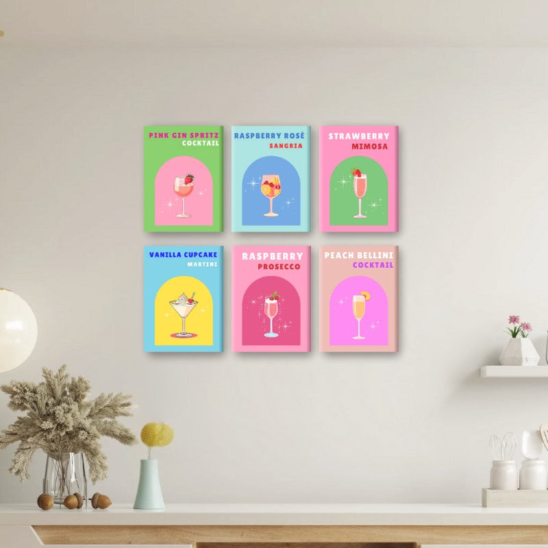 6 Mini Paintings - Sip & Sparkle Cocktail Set