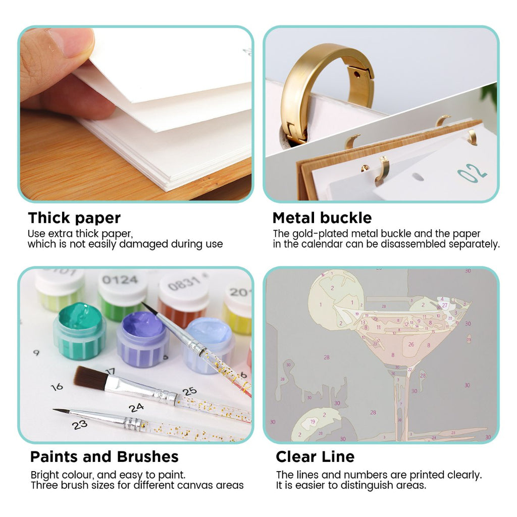 2026 Paint by Numbers desk Calendar | Deluxe Cocktail Edition
