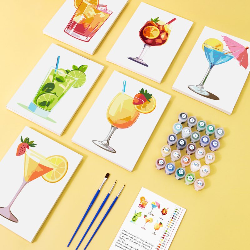 6 Mini Paintings - Summer Cocktail Set