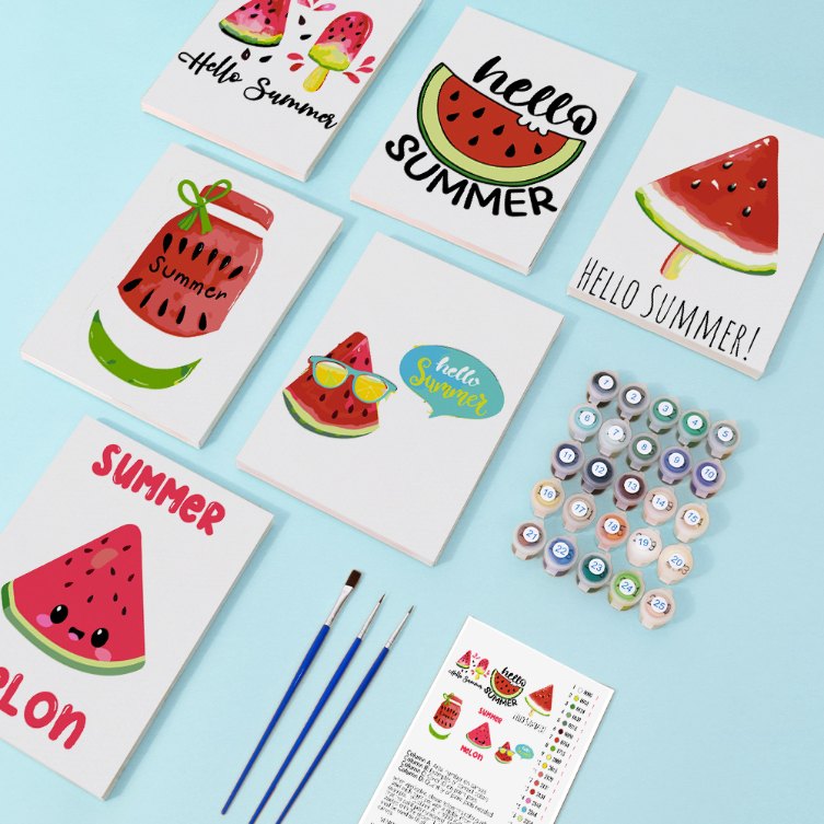 6 Mini Paintings - Summer Melon Set