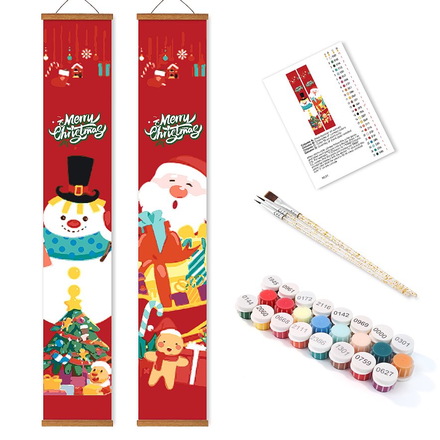 Paint-by-Number Door Panels – Santa & Snowman Set