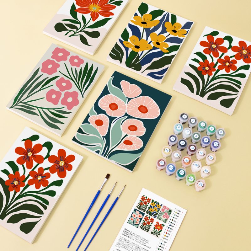 6 Mini Paintings - Gorgeous Flower Set