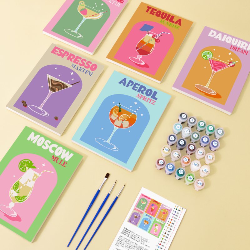 6 Mini Paintings - Sip & Paint Cocktail Set