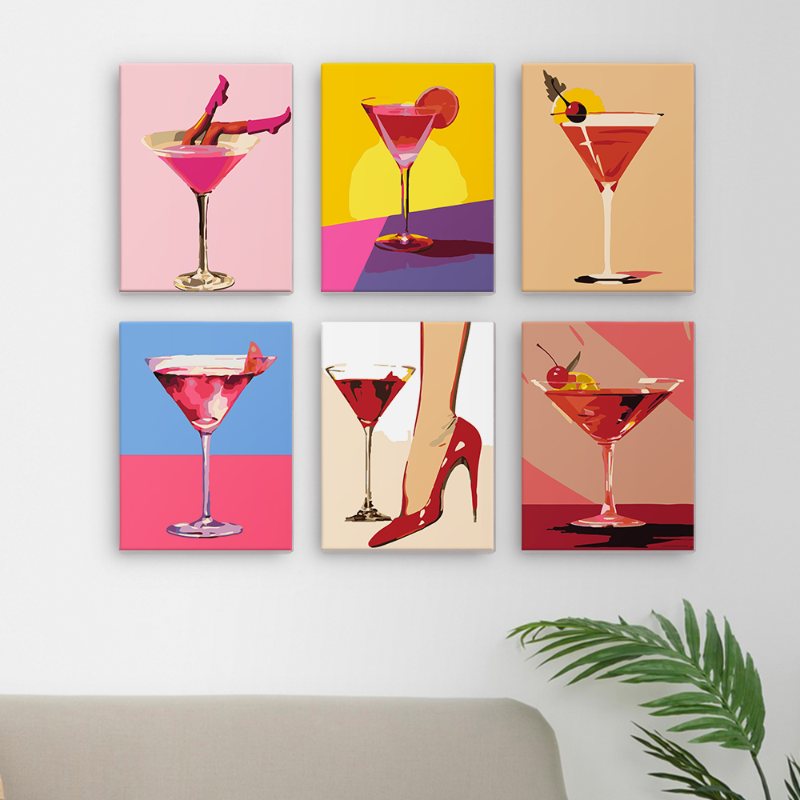6 Mini Paintings - Fancy Cocktail Set