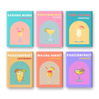 6 Mini Paintings - Tropical Cocktail Set