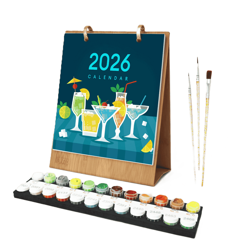 2026 Paint by Numbers desk Calendar | Deluxe Cocktail Edition