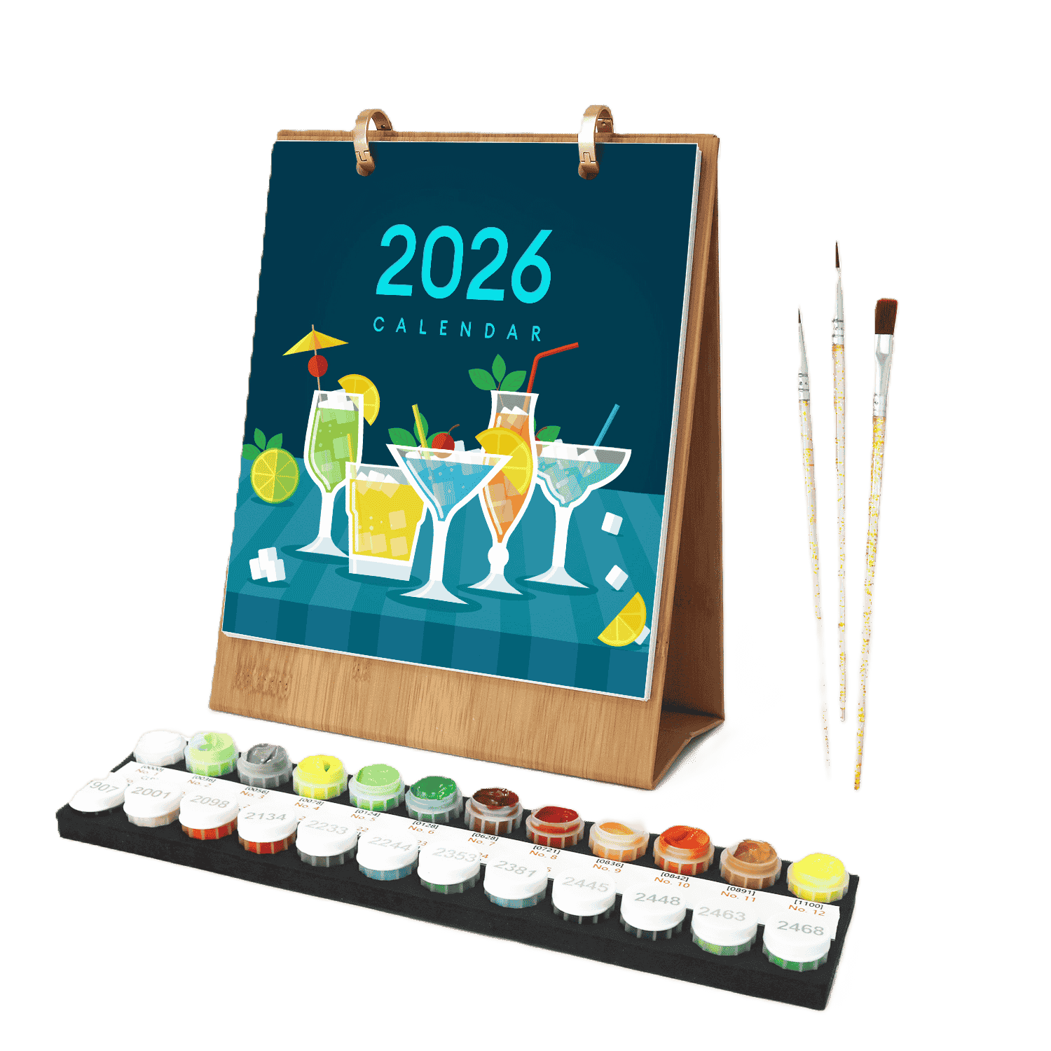 2026 Paint by Numbers desk Calendar | Deluxe Cocktail Edition