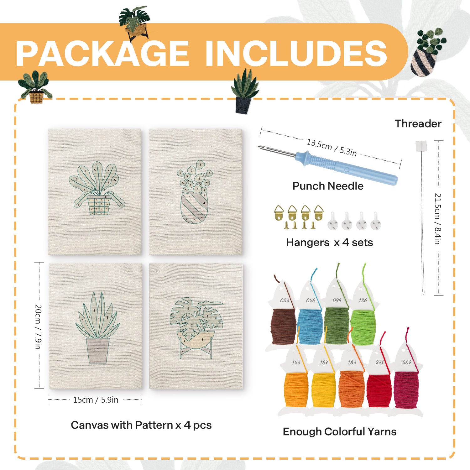 Potted Plants 8 | Mini Punch Needle Kit