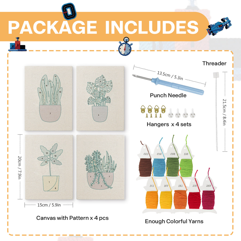 Potted Plants 12 | Mini Punch Needle Kit