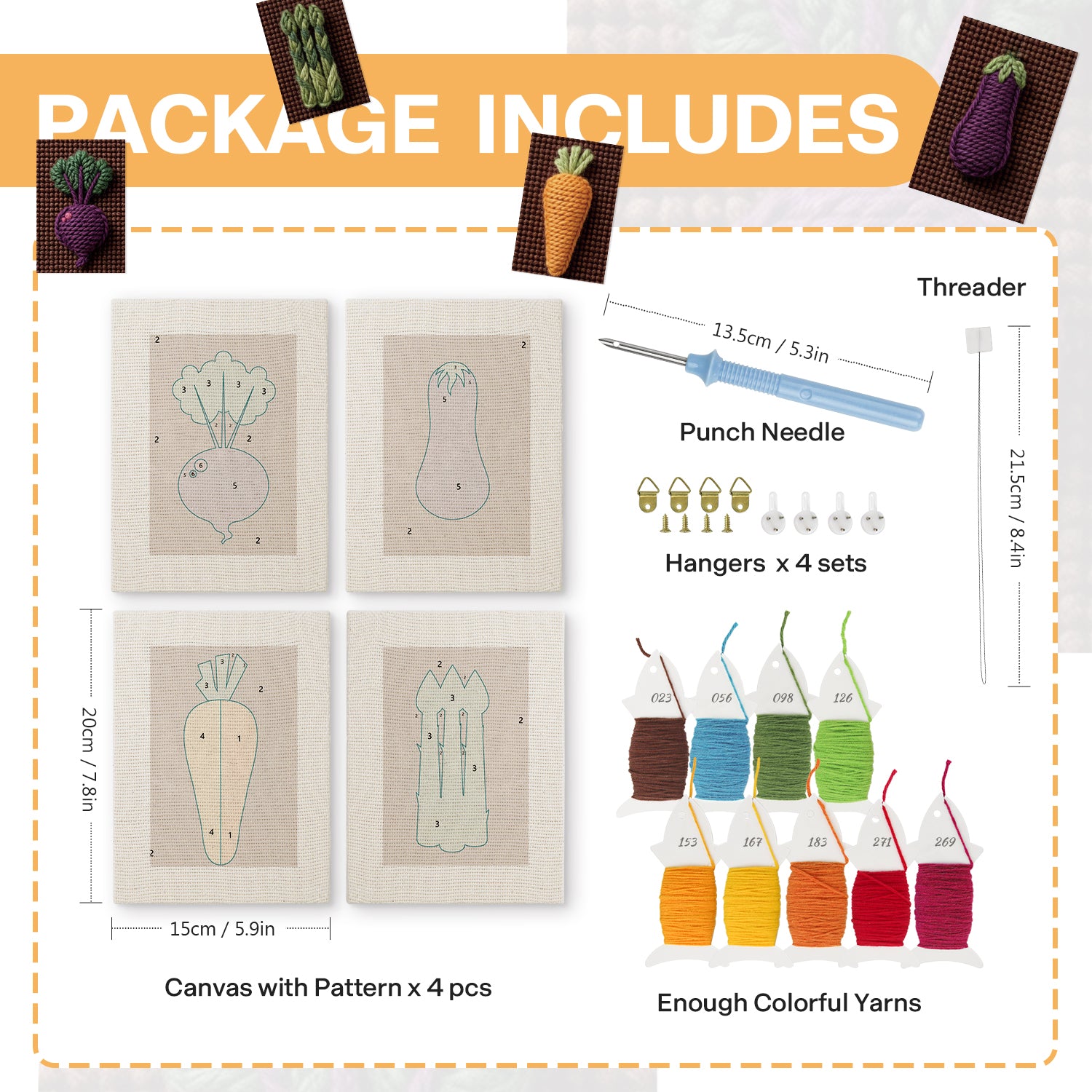 Fruits & Vegetables 10 | Mini Punch Needle Kit