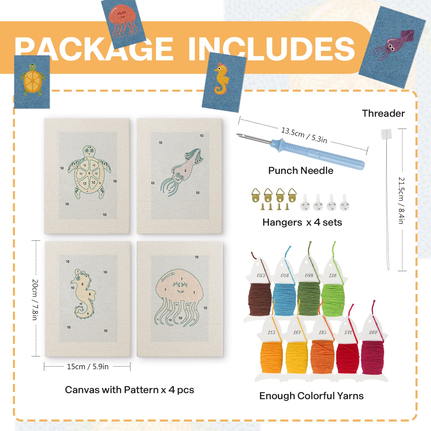 Sea Animals 9 | Mini Punch Needle Kit