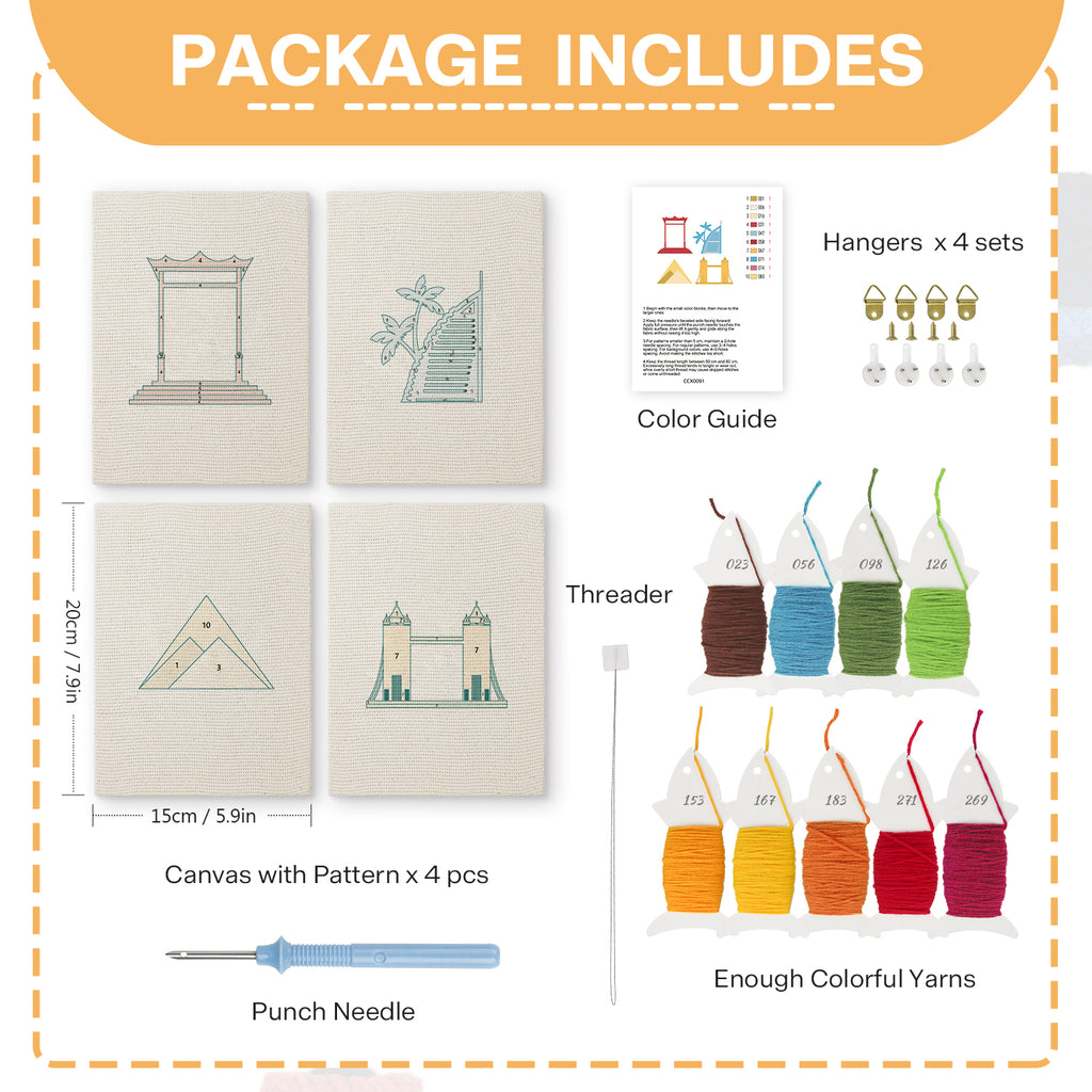 Travel & Landmarks 1 | Mini Punch Needle Kit