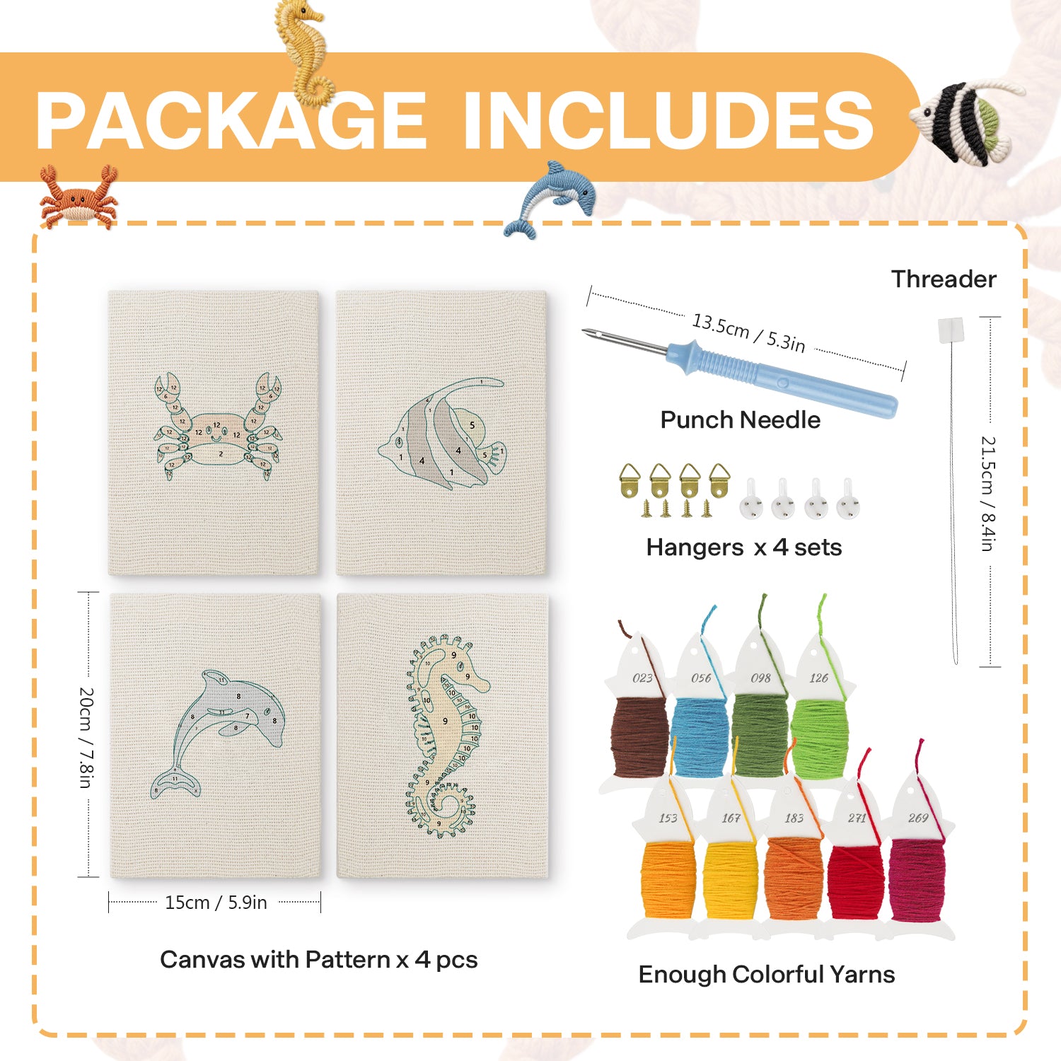 Sea Animals 3 | Mini Punch Needle Kit