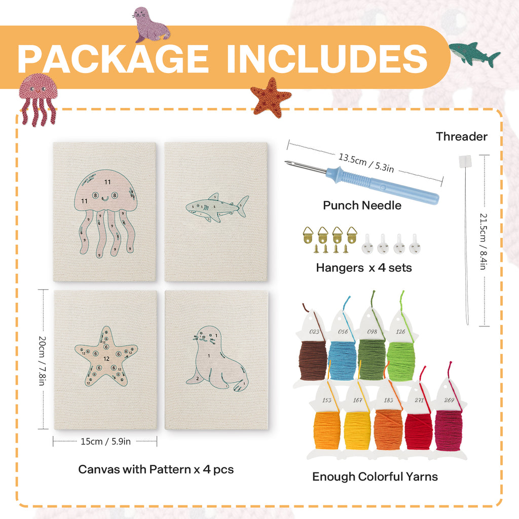 Sea Animals 8 | Mini Punch Needle Kit