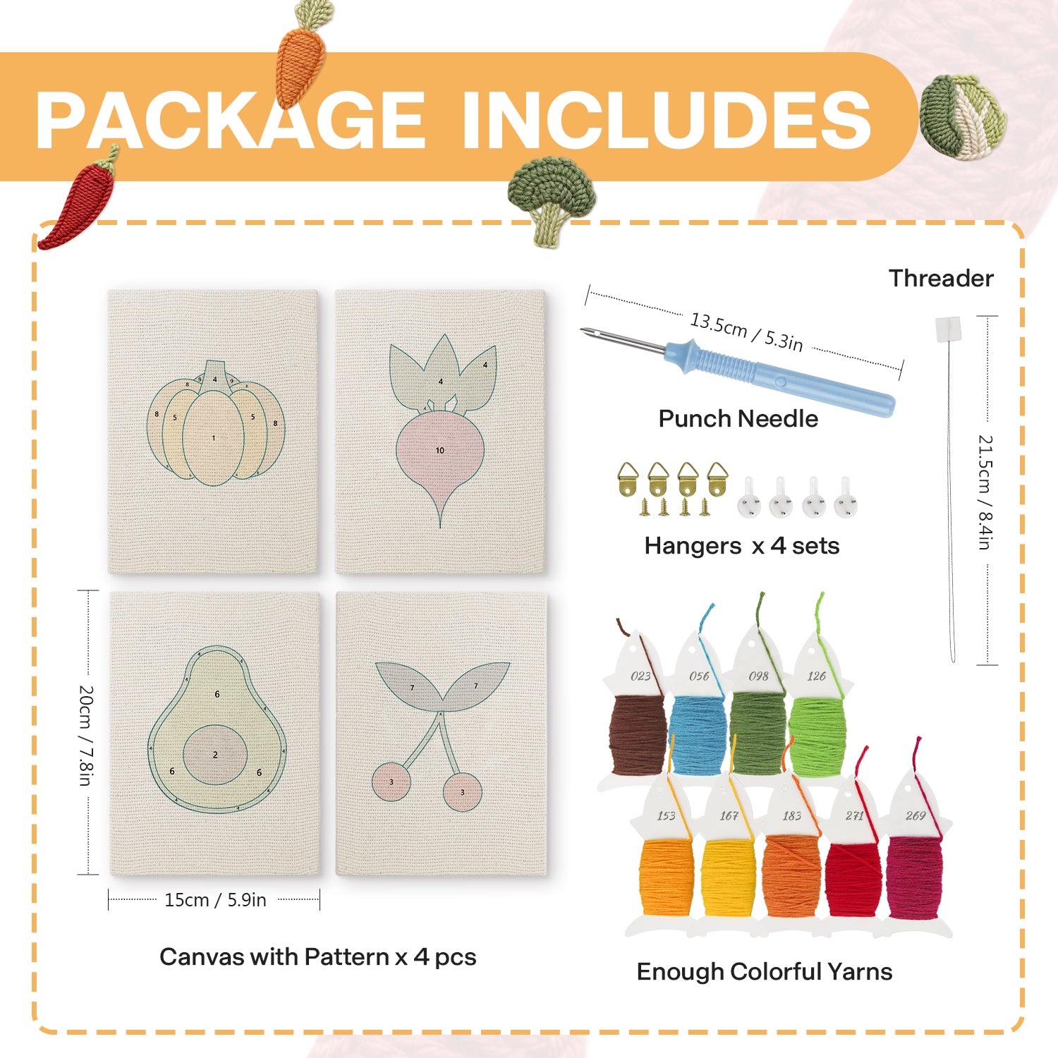 Fruits & Vegetables 13 | Mini Punch Needle Kit