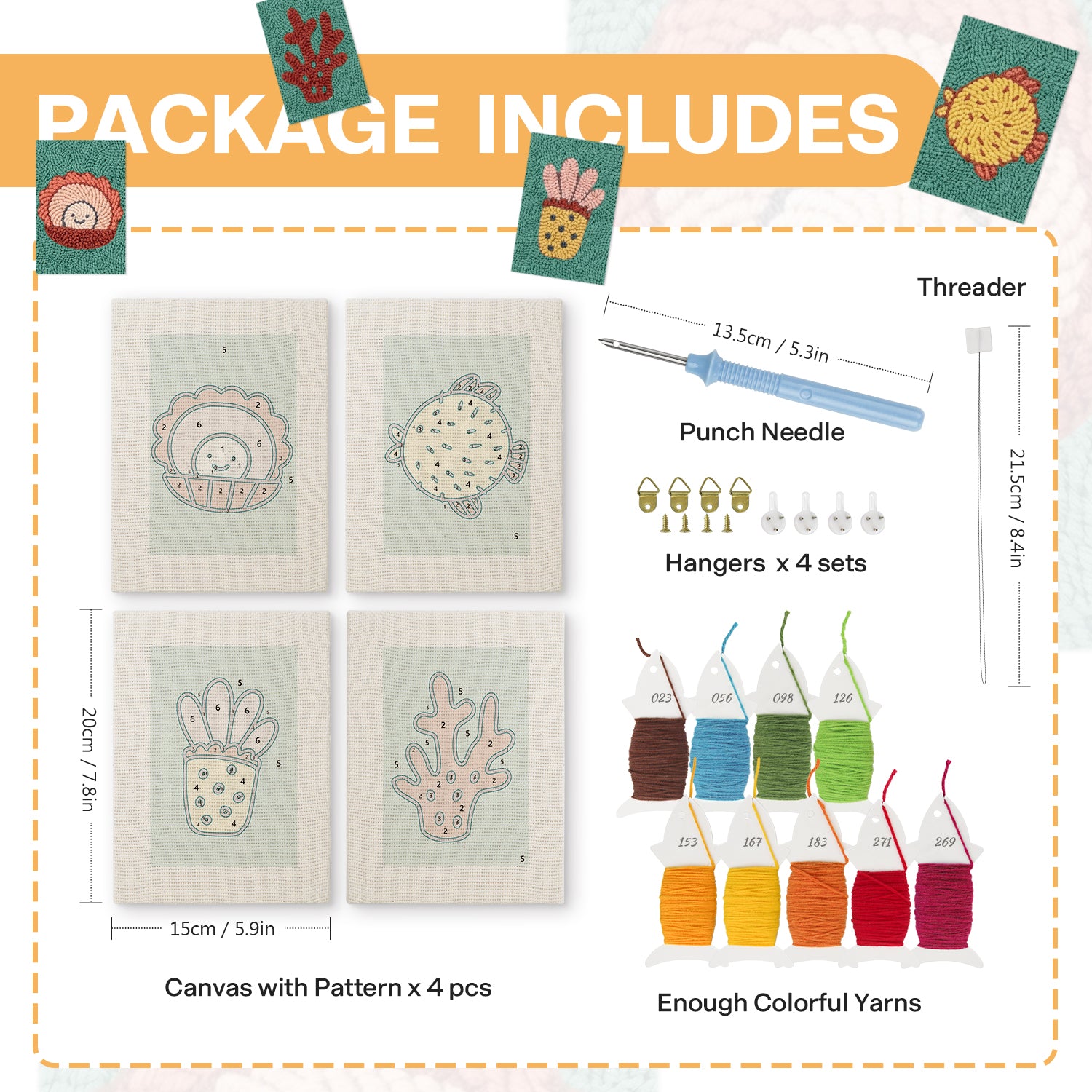 Sea Animals 10 | Mini Punch Needle Kit