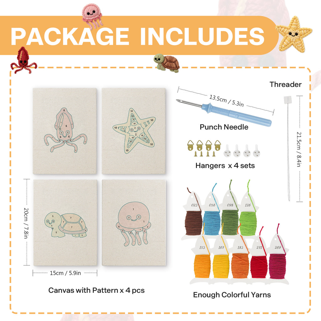 Sea Animals 1 | Mini Punch Needle Kit