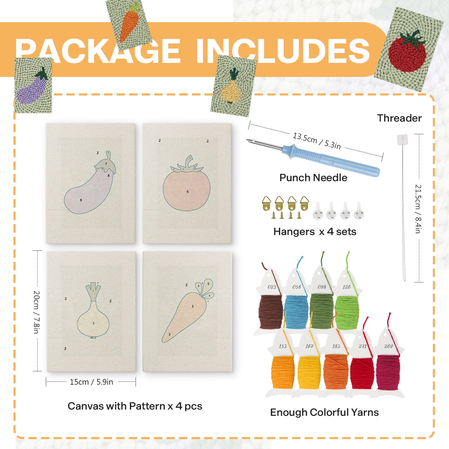 Fruits & Vegetables 36 | Mini Punch Needle Kit