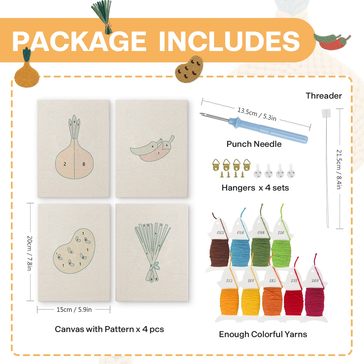 Fruits & Vegetables 21 | Mini Punch Needle Kit
