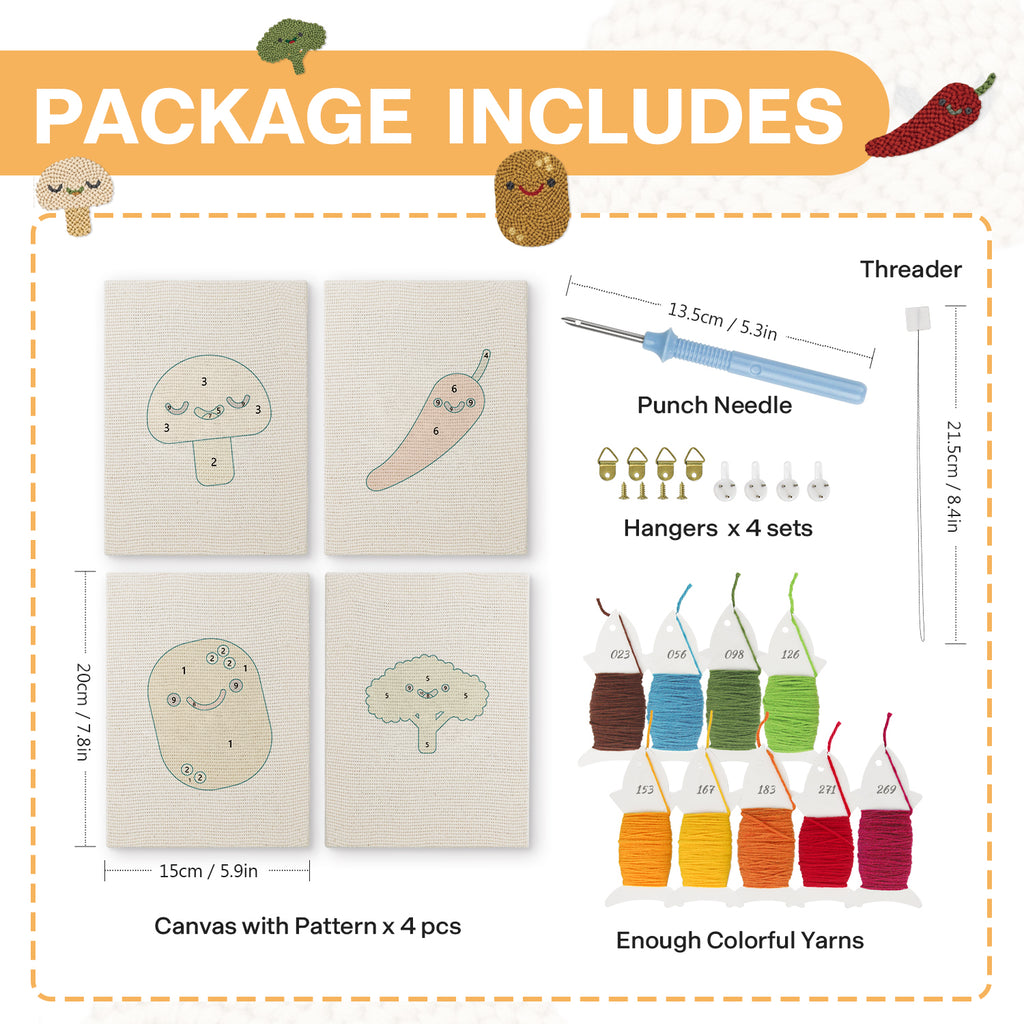 Fruits & Vegetables 32 | Mini Punch Needle Kit