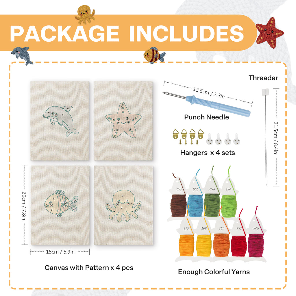 Sea Animals 5 | Mini Punch Needle Kit