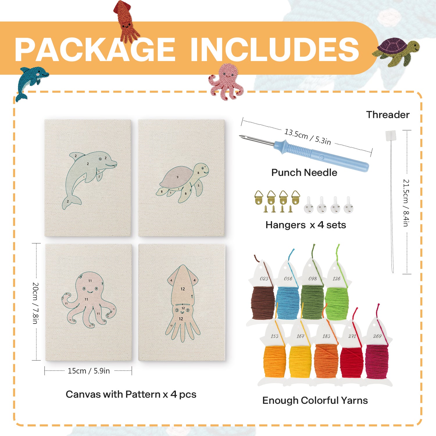 Sea Animals 6 | Mini Punch Needle Kit
