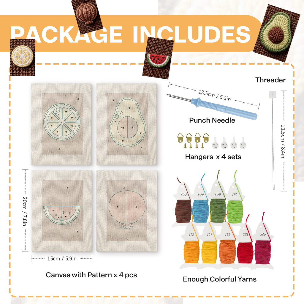 Fruits & Vegetables 11 | Mini Punch Needle Kit