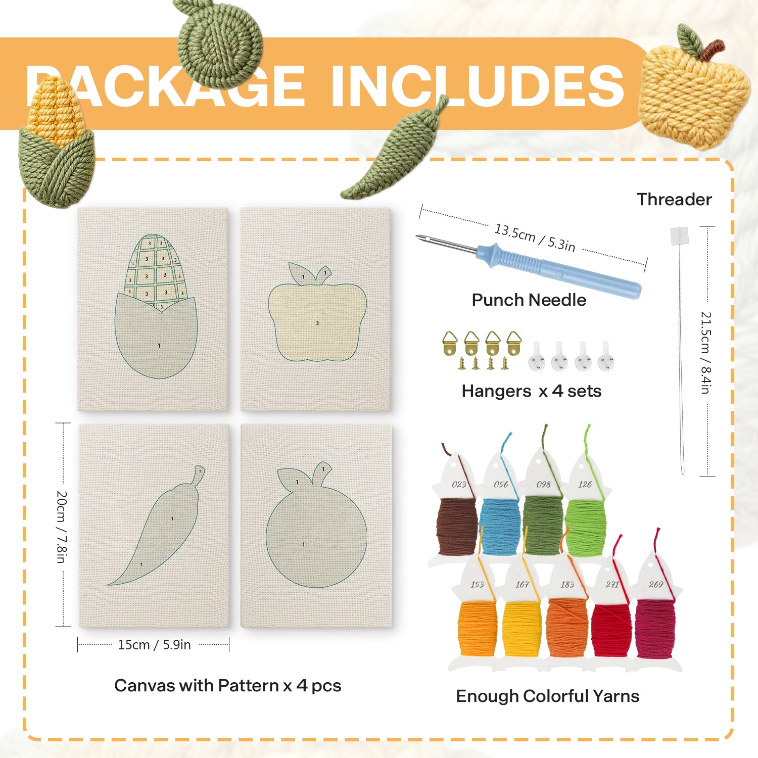 Fruits & Vegetables 14 | Mini Punch Needle Kit