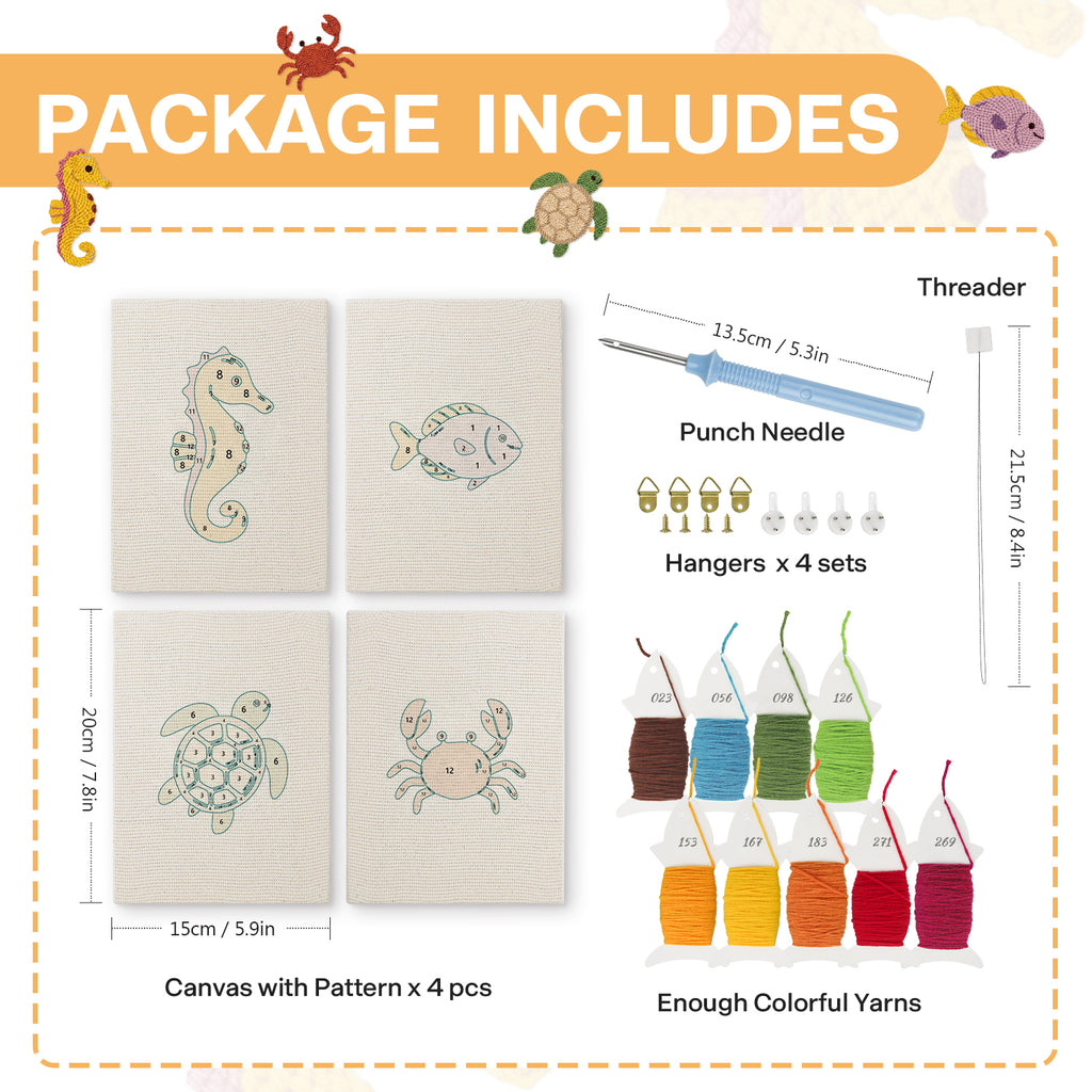 Sea Animals 7 | Mini Punch Needle Kit