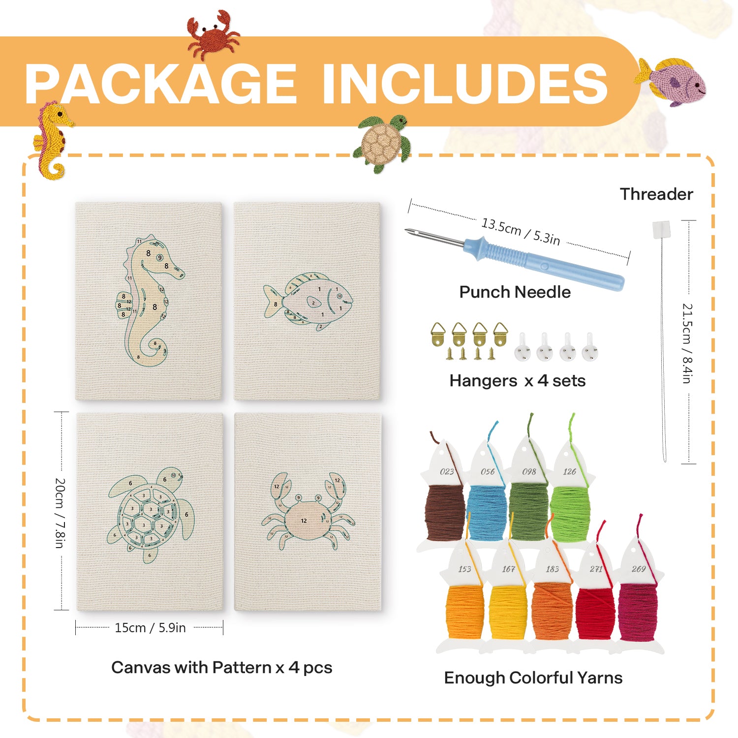 Sea Animals 7 | Mini Punch Needle Kit