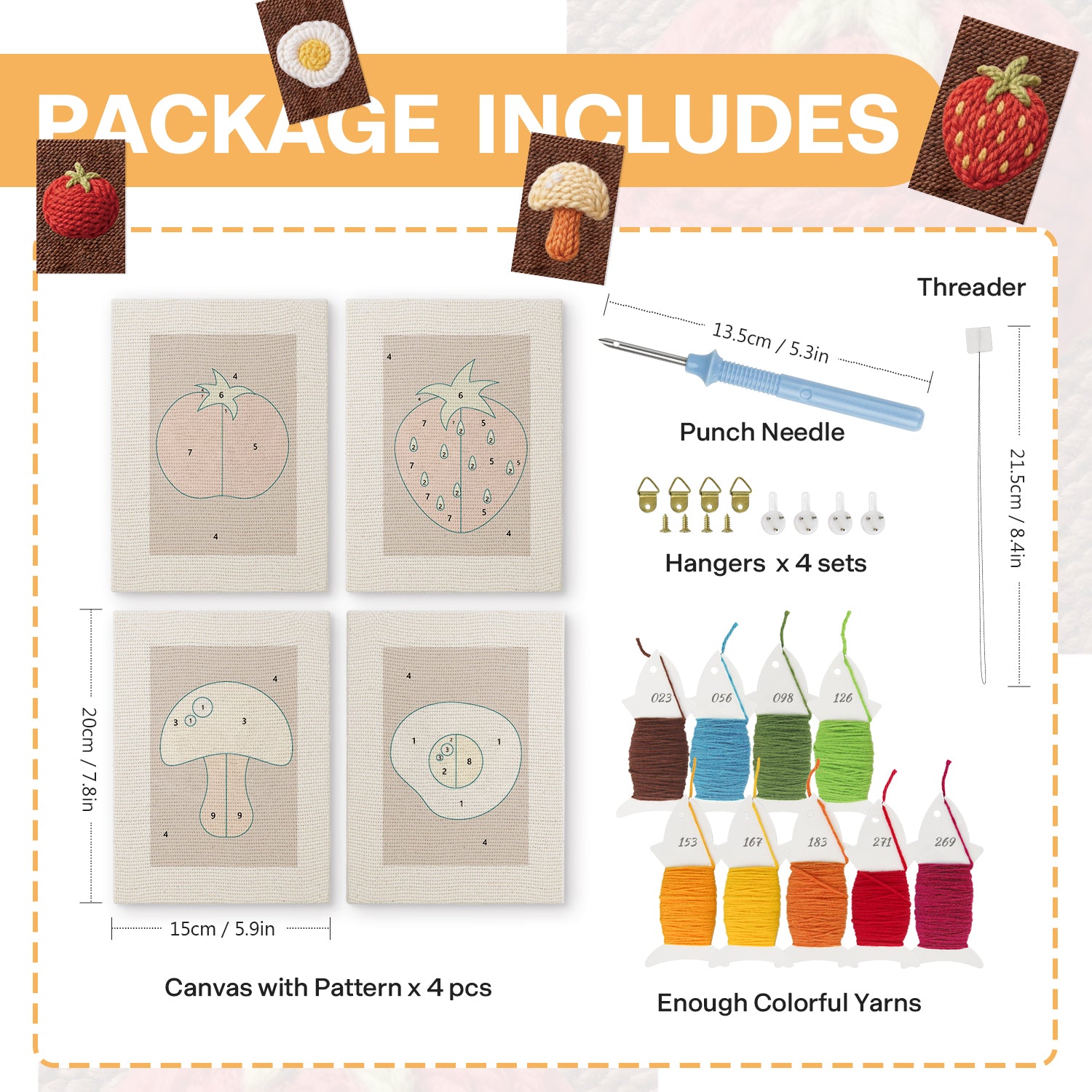 Fruits & Vegetables 9 | Mini Punch Needle Kit