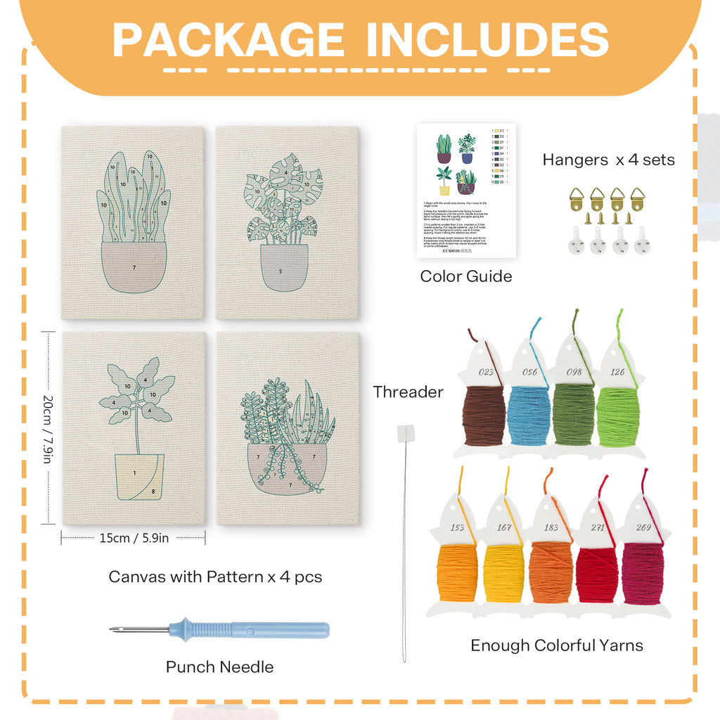 Potted Plants 12 | Mini Punch Needle Kit
