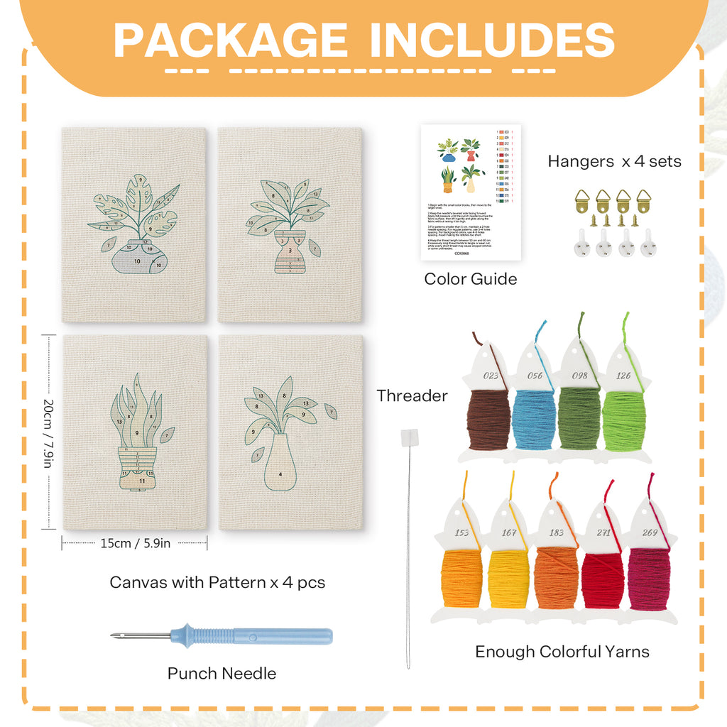 Potted Plants 10 | Mini Punch Needle Kit