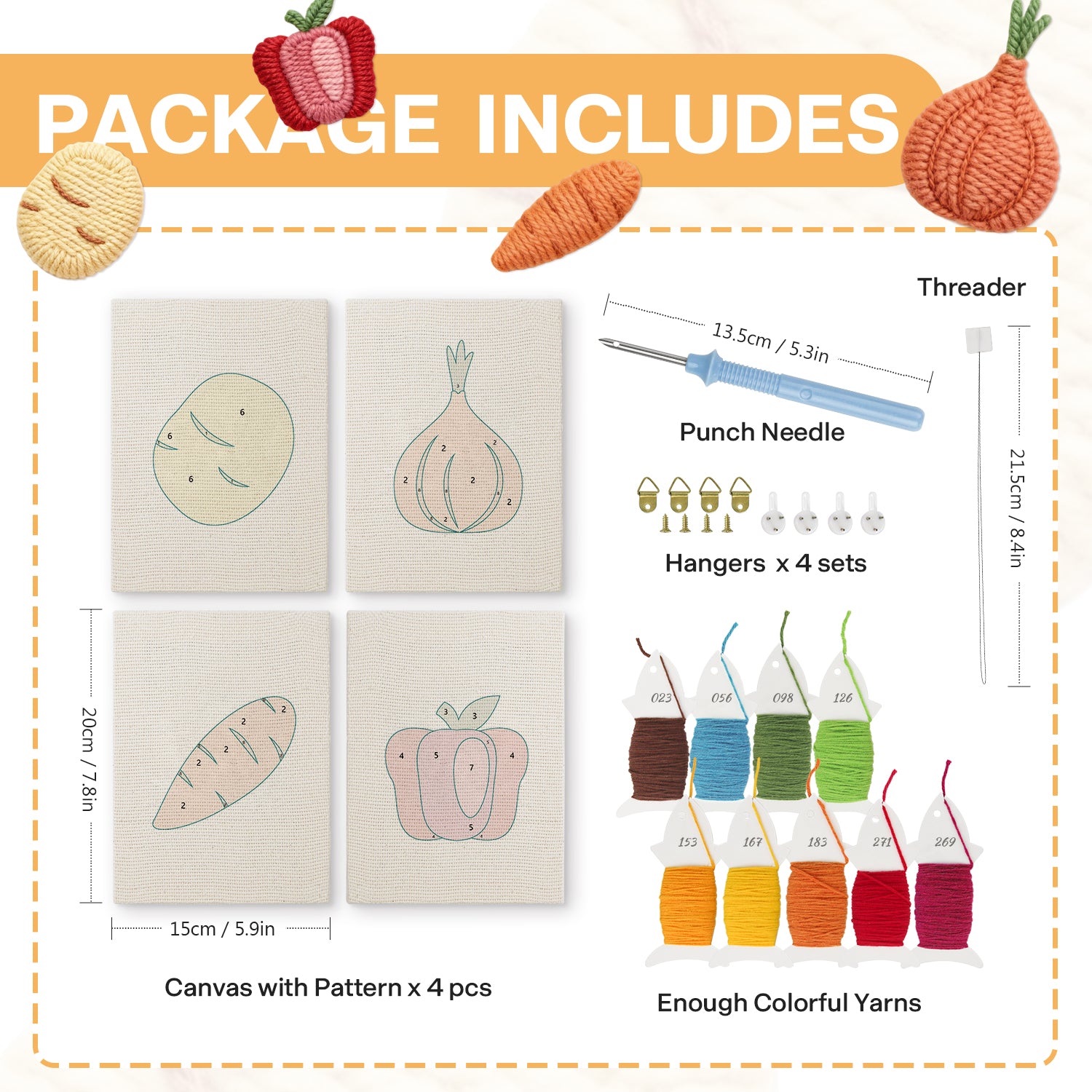 Fruits & Vegetables 15 | Mini Punch Needle Kit