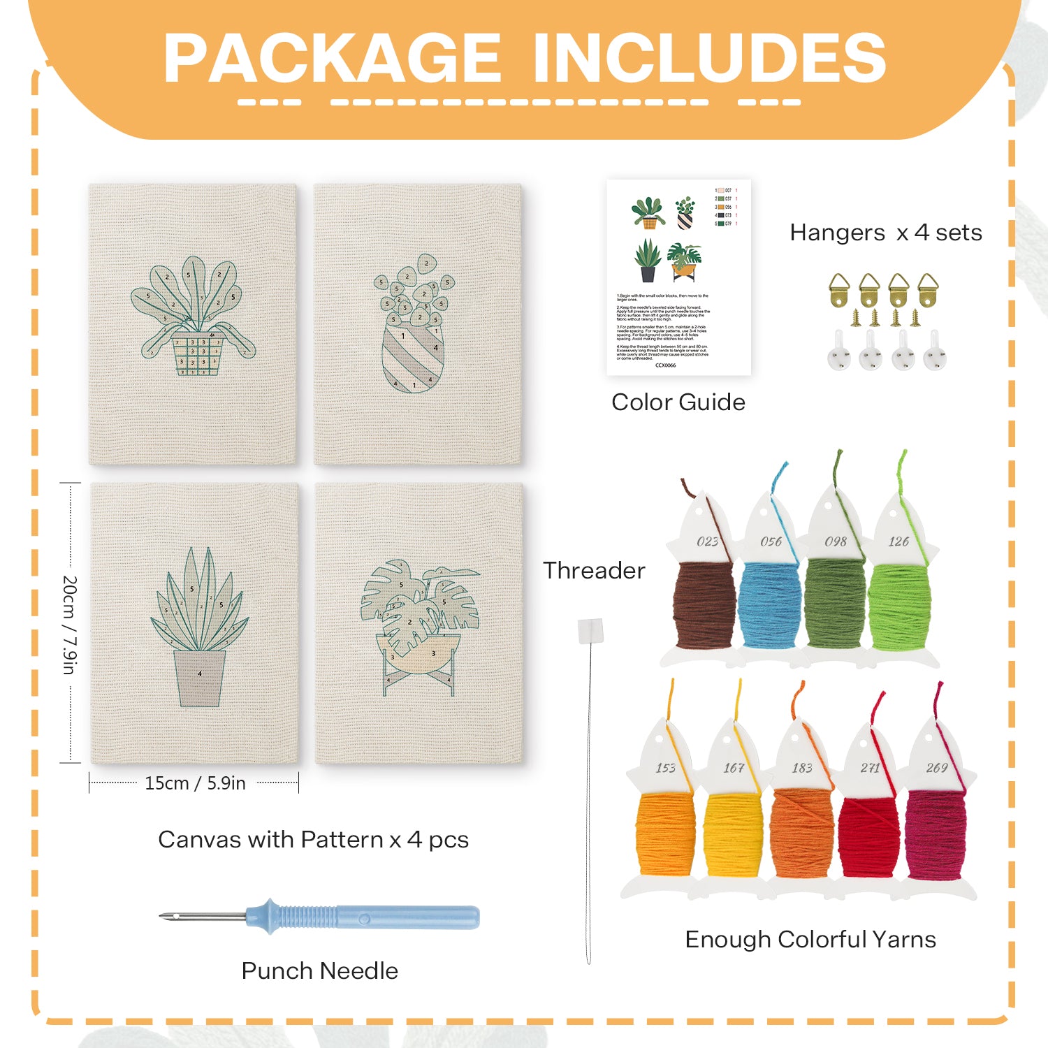 Potted Plants 8 | Mini Punch Needle Kit