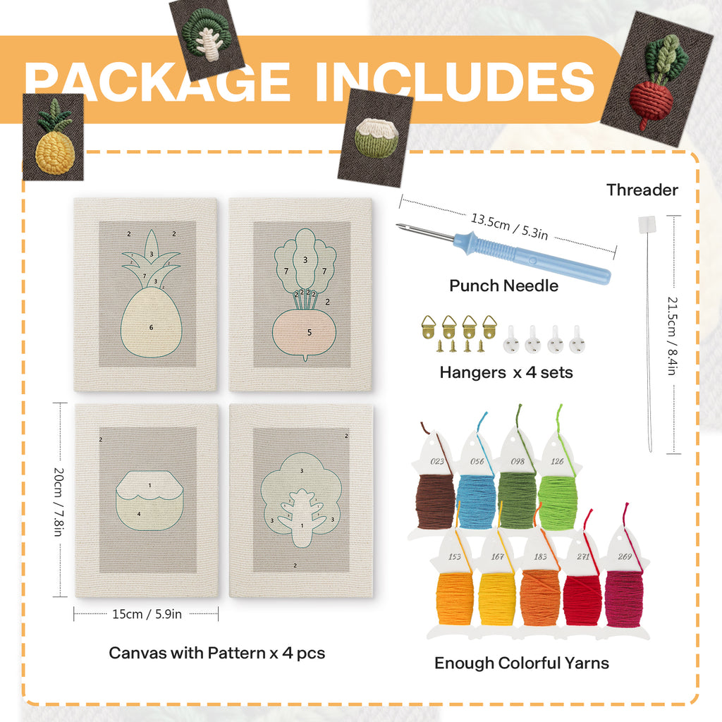 Fruits & Vegetables 18 | Mini Punch Needle Kit