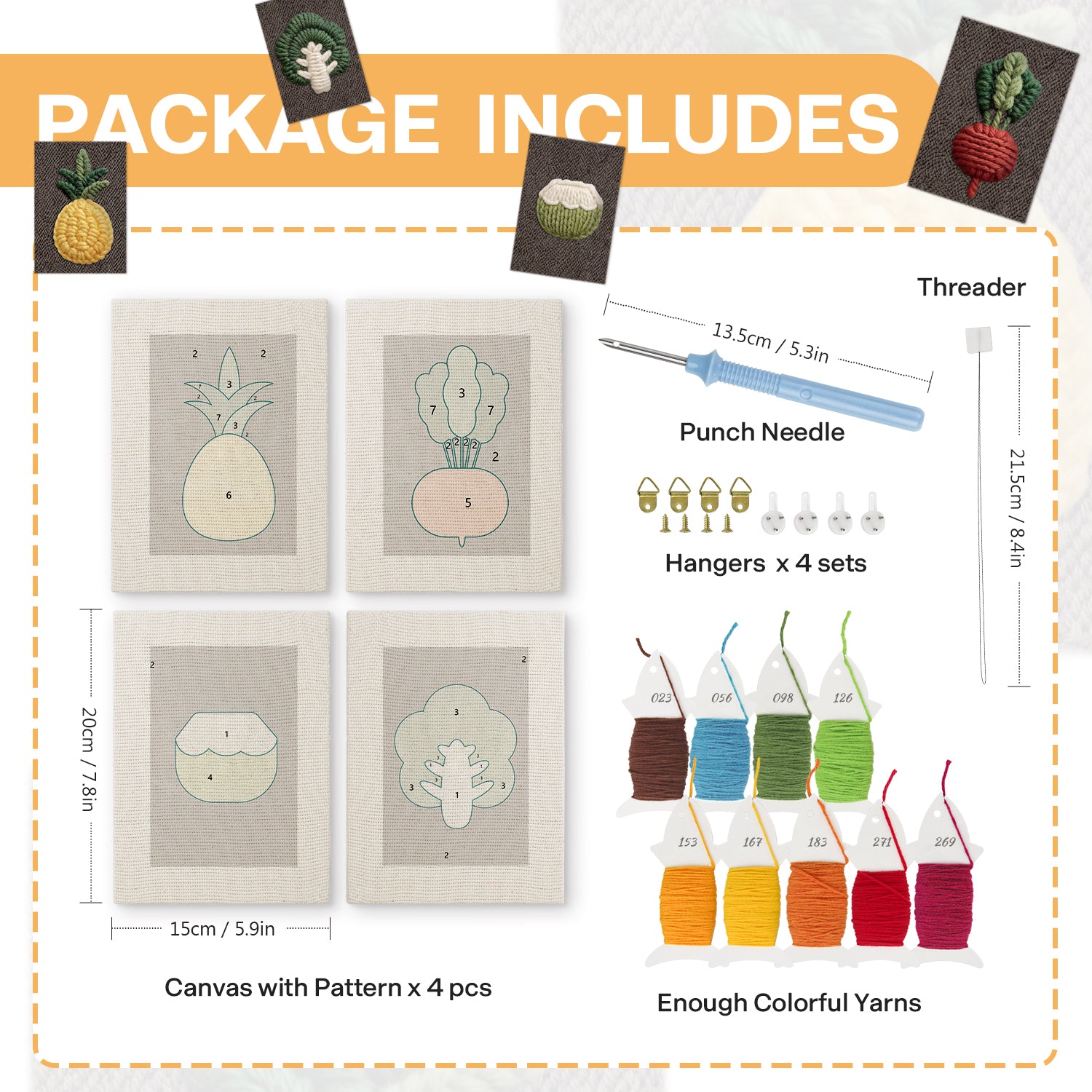 Fruits & Vegetables 18 | Mini Punch Needle Kit