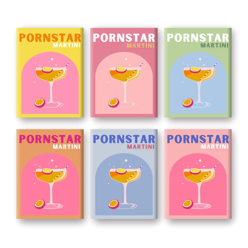 6 Mini Paintings - Passion Fruit Martini Cocktail Set