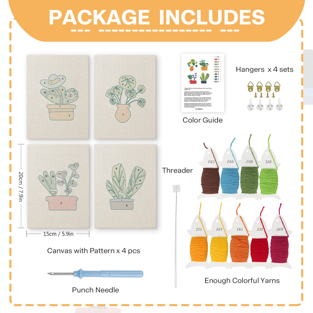 Potted Plants 1 | Mini Punch Needle Kit