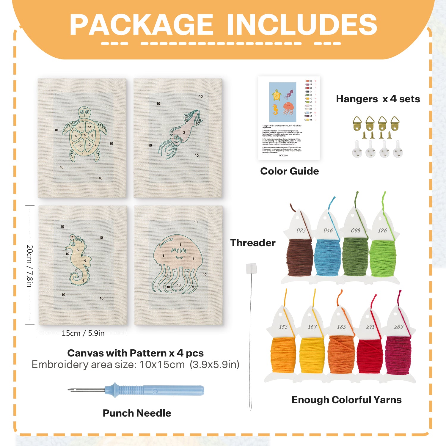 Sea Animals 9 | Mini Punch Needle Kit