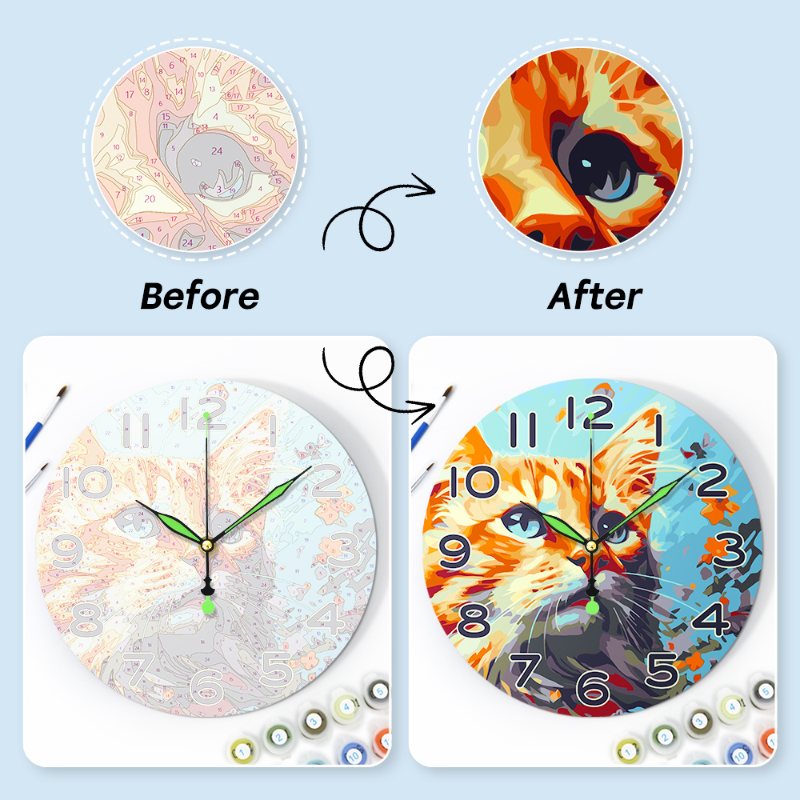 Painting by Numbers Clock – Beautiful Cat