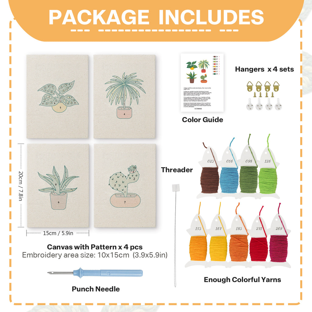 Potted Plants 4 | Mini Punch Needle Kit