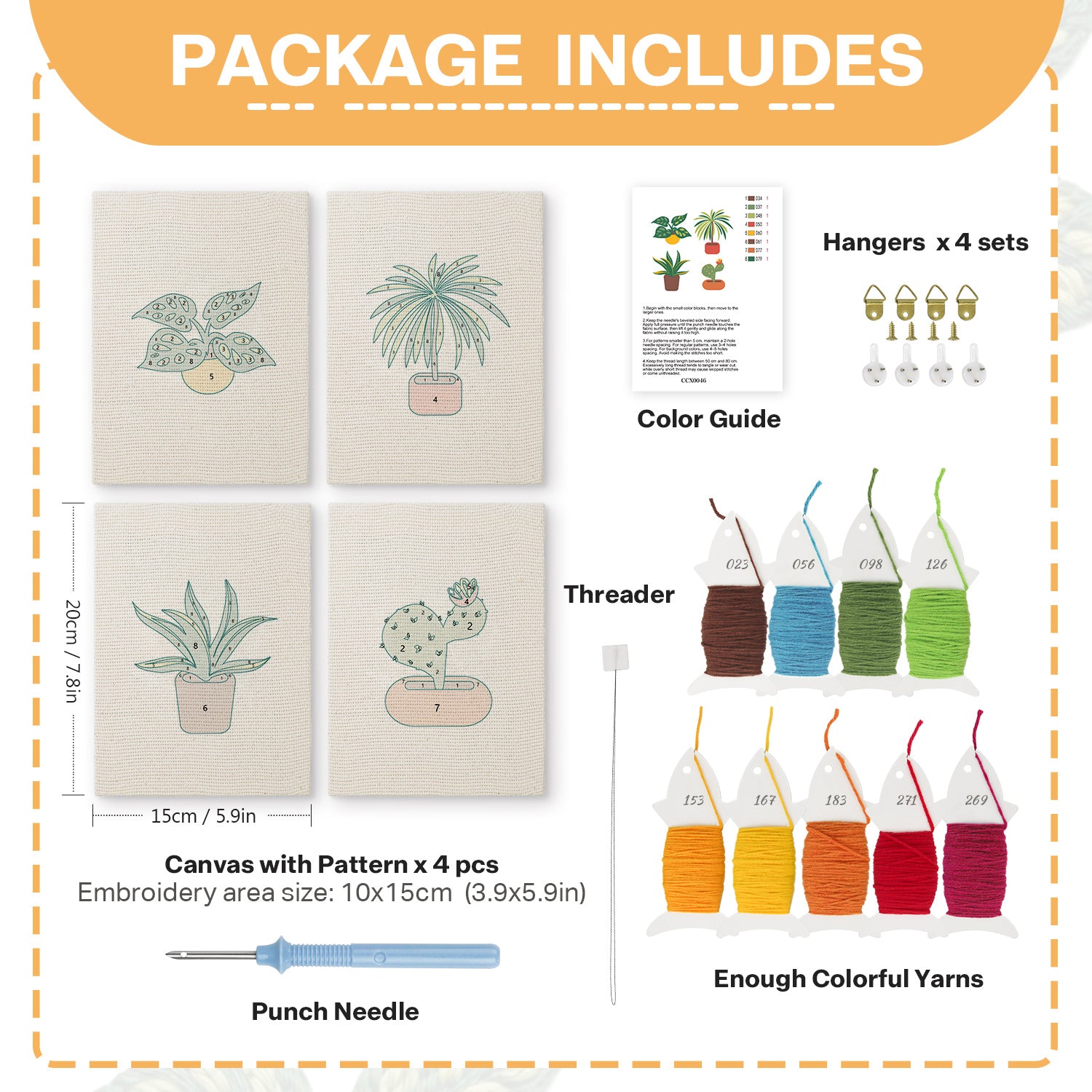 Potted Plants 4 | Mini Punch Needle Kit