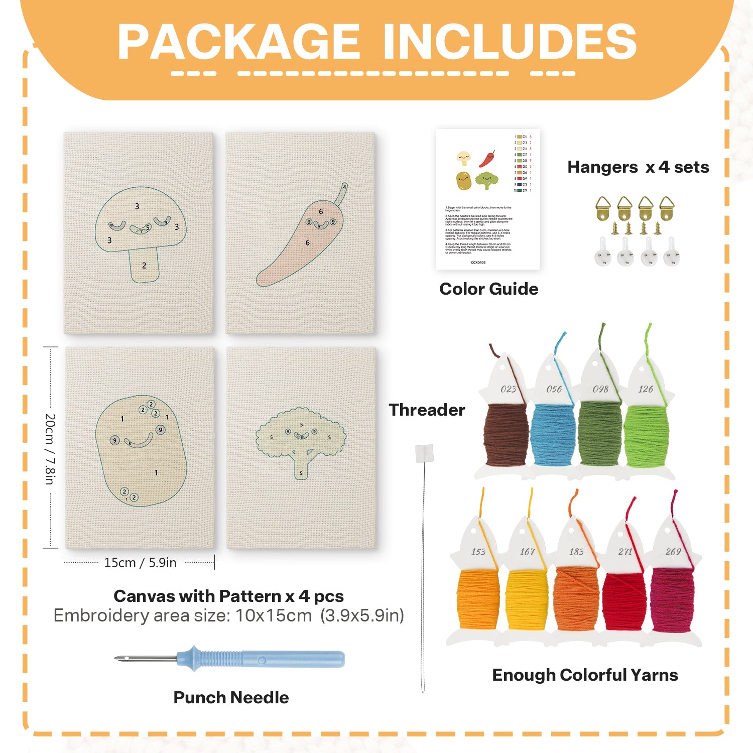 Fruits & Vegetables 32 | Mini Punch Needle Kit